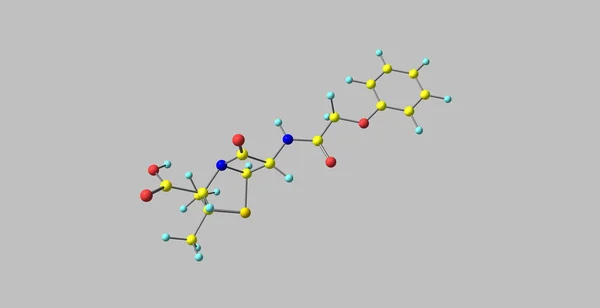 青霉素 V 分子结构上灰色孤立 — 图库照片