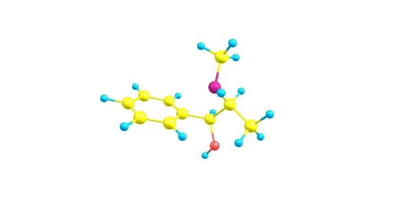 Estructura molecular de pseudoefedrina aislada en blanco — Foto de Stock