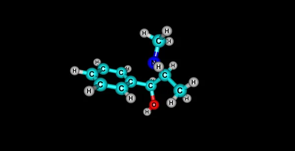 Estructura molecular de pseudoefedrina aislada en negro —  Fotos de Stock