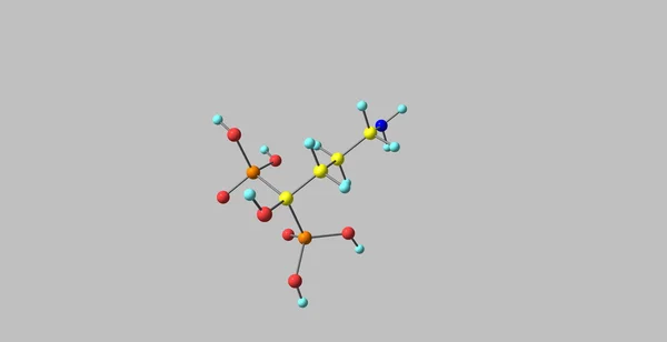 Alendronaat natrium moleculaire structuur geïsoleerd op grijs — Stockfoto