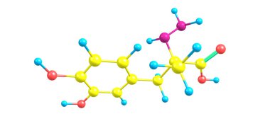 Carbidopa moleküler yapısı üzerinde beyaz izole