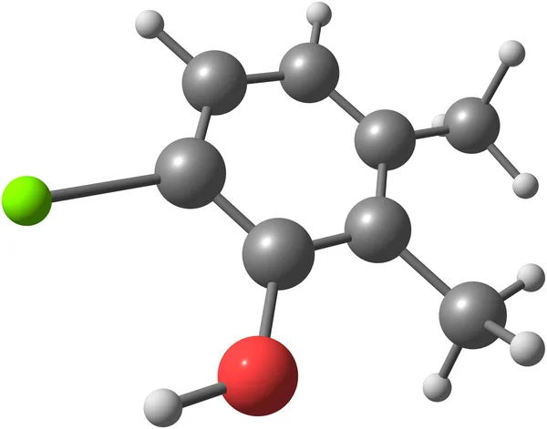 Chloroxylenol moleküler yapısı üzerinde beyaz izole — Stok fotoğraf