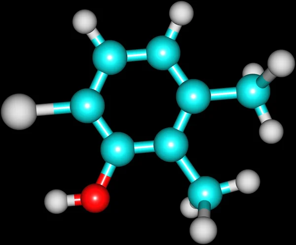 Μοριακή δομή Chloroxylenol που απομονώνονται σε μαύρο — Φωτογραφία Αρχείου