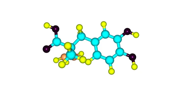 Estrutura molecular da carbidopa isolada sobre o branco — Fotografia de Stock