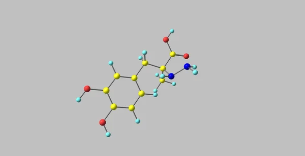 卡比多巴分子结构上灰色孤立 — 图库照片