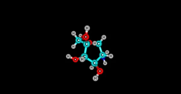 Estrutura molecular da gucosamina sobre fundo preto — Fotografia de Stock