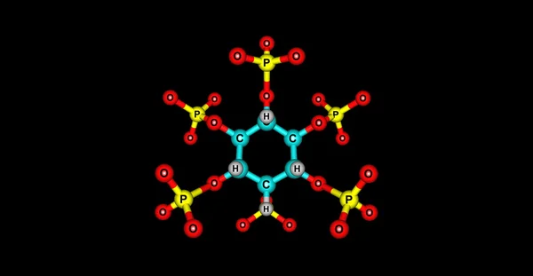 Estrutura molecular do ácido fítico sobre fundo preto — Fotografia de Stock