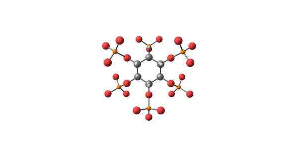 Estrutura molecular do ácido fítico sobre fundo branco — Fotografia de Stock