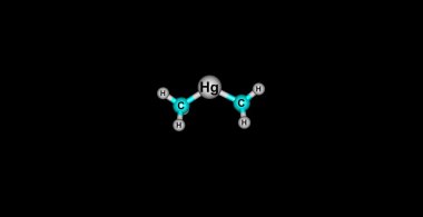 Dimethylmercury molecular structure on black background clipart