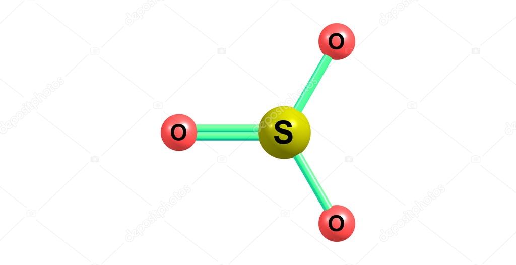 Estructura molecular de trióxido de azufre sobre fondo