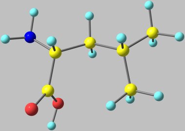 Leucine molecular structure on grey background clipart
