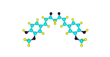 Beyaz arka plan üzerinde curcumin moleküler yapısı