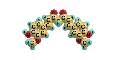 Beyaz arka plan üzerinde curcumin moleküler yapısı