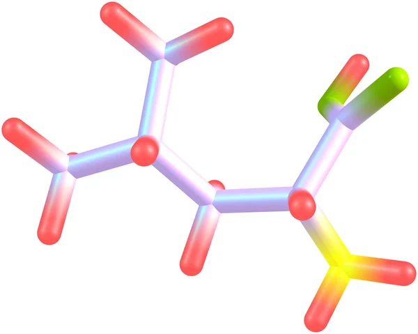 Leucine molekulare Struktur auf weißem Hintergrund — Stockfoto