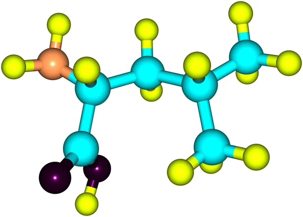Estructura molecular de leucina sobre fondo blanco — Foto de Stock