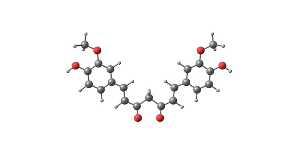 Молекулярна структура куркуміна на білому тлі — стокове фото
