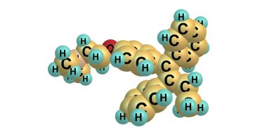 Tamoxifen moleküler yapısı üzerinde beyaz izole