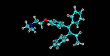 Siyah izole Tamoxifen moleküler yapısı