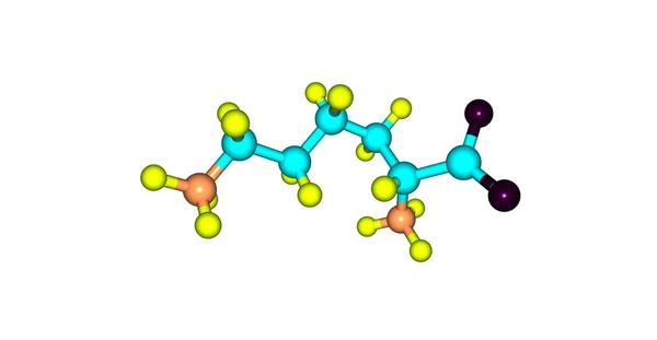 Moleculaire structuur lysine geïsoleerd op wit — Stockfoto