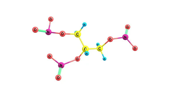 白で隔離ニトログリセリン分子 — ストック写真