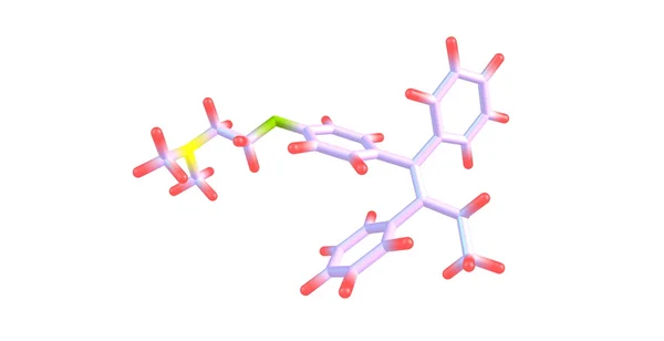 Estrutura molecular do tamoxifeno isolada no branco — Fotografia de Stock