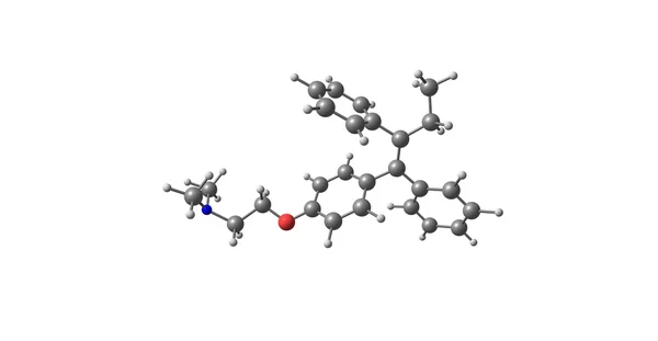 Structure moléculaire du tamoxifène isolée sur blanc — Photo
