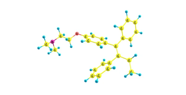 Moleculaire structuur Tamoxifen geïsoleerd op wit — Stockfoto