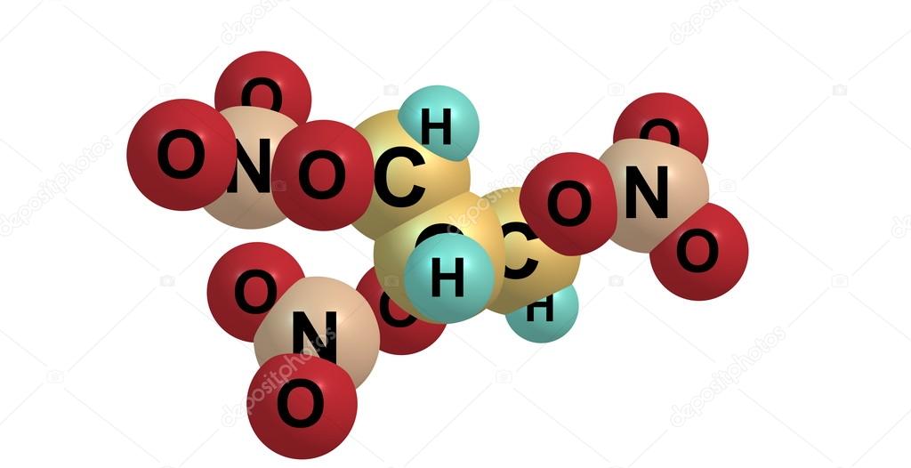 Nitroglycerin molecule isolated on white