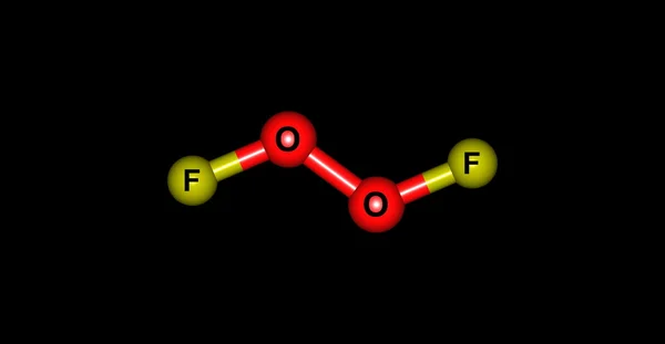 Difluordioxidmolekül isoliert auf schwarz — Stockfoto
