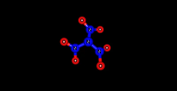 Molécula de Trinitramide aislada en negro — Foto de Stock