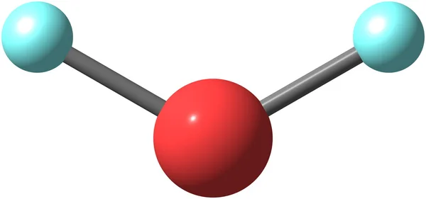 Molekulare Struktur von Sauerstoffdifluorid isoliert auf weiß — Stockfoto