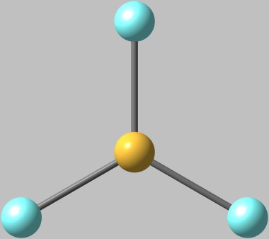 Bor trifluoride moleküler yapısı gri izole