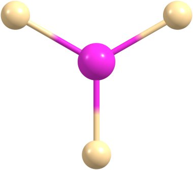Bor trifluoride moleküler yapısı üzerinde beyaz izole