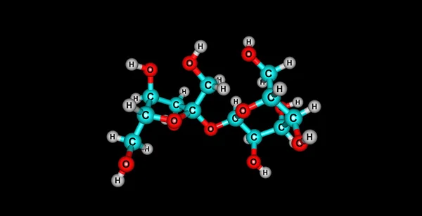 Estructura molecular de sacarosa aislada en negro —  Fotos de Stock