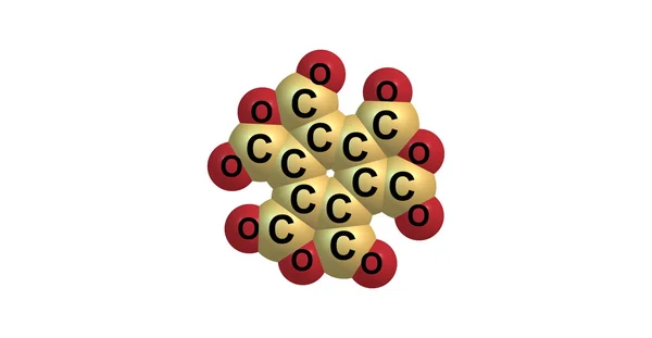 Mellitic anhydride (en) moleculaire structuur geïsoleerd op wit — Stockfoto