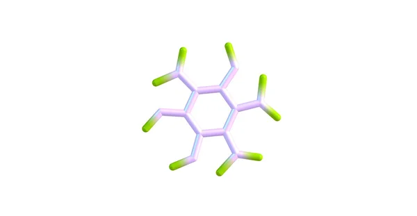 Estrutura molecular do anidrido melítico isolado em branco — Fotografia de Stock