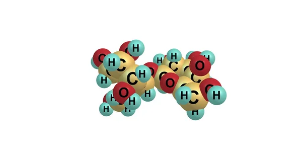 Estrutura molecular da lactose isolada sobre branco — Fotografia de Stock