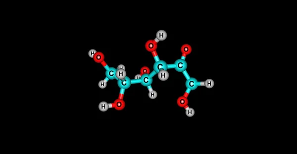 Structure moléculaire du fructose isolée sur du noir — Photo