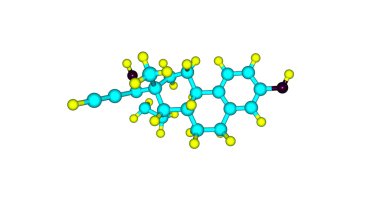 Etinil Estradiol molekül üzerinde beyaz izole