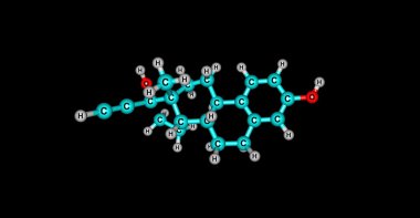 Etinil Estradiol siyah izole molekül