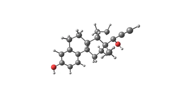 Ethinylestradiol-Molekül auf Weiß isoliert — Stockfoto