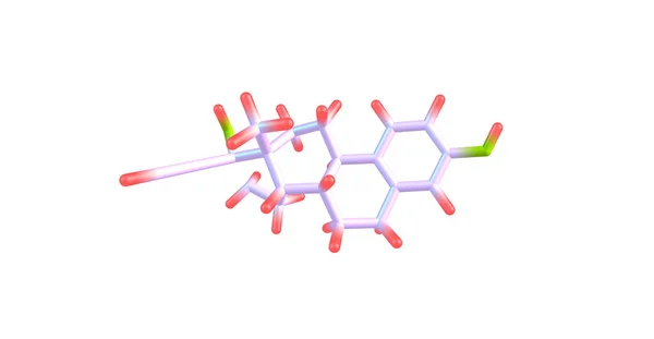 Molécula de etinilestradiol isolada sobre branco — Fotografia de Stock