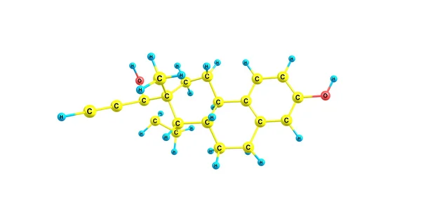 Ethinyl Estradiol molecuul geïsoleerd op wit — Stockfoto