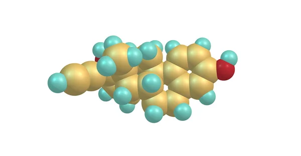 Ethinyl Estradiol molekula izolované na bílém — Stock fotografie