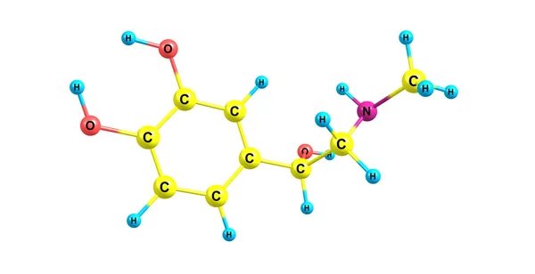 肾上腺素分子结构上白色孤立 — 图库照片