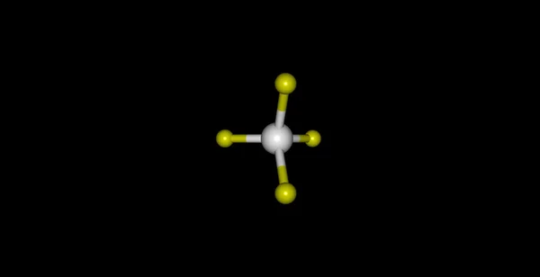 Xenon tetrafluorit moleküler yapısı üzerine siyah izole — Stok fotoğraf