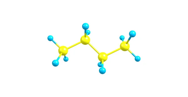 丁烷分子结构上白色孤立 — 图库照片