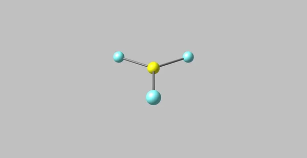 Molekulare Struktur von Chlortrifluorid isoliert auf grau — Stockfoto