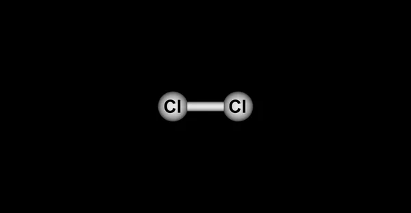 Estrutura molecular de cloro isolada em preto — Fotografia de Stock