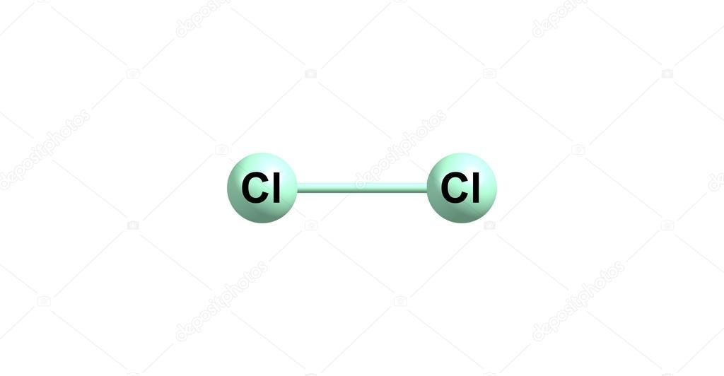 Chlorine molecular structure isolated on white — Stock Photo © olla